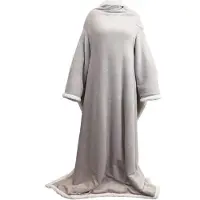 Unique living plaid lars met mouwen chateau grey -140x180cm