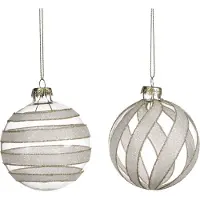 Goodwill Kerstbal Glas Wit D 8 cm Voordeelass. Per 2 Stuks