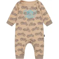 Charlie Choe - Baby jumpsuit longsleeve - Bruin met Motoren - Maat 74