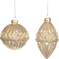 Goodwill Kerstbal Glas Champagne-Goud D 8 cm Voordeelass. Per 2 Stuks
