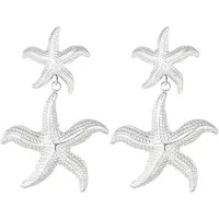 Yehwang Zilverkleurige zeester dames oorbellen - Statement Oorhangers - Roestvrij staal - Waterproof - Sieraden
