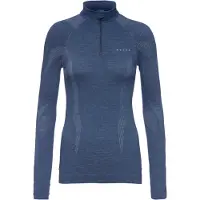 Falke Wool-Tech Zip Neck sneldrogend wol functioneel functioneel shirt met lange mouwen dames blauw - maat XS