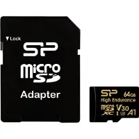 Silicon Power SILICIUM POWER MICROSDXC HOGE DUURZAAMHEID 64GB V30 + ADAPTER