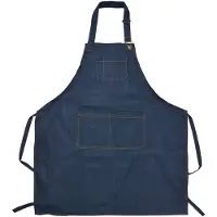 Clayre & Eef Keukenschort 77x68 cm Blauw Polyester Blauw