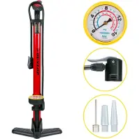 Dunlop Fietspomp met Drukmeter - Fiets Pomp voor , Schrader en Frans Ventiel - Staande Pomp Incl. Adaptoren voor Waterspeelgoed en Ballen