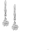 The Jewelry Collection oorhangers klaver brisur haak zilver wit 1004207