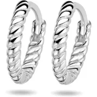 The Jewelry Collection Zilver Gerhodineerde Klapoorringen gedraaid 1333888