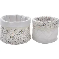 Vertbaudet Set van 2 omkeerbare manden BLOEMEN beige