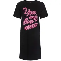 Temptation Dames Nachthemd - Big Shirt - Katoen - Zwart - Maat M