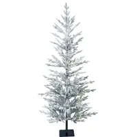 A Perfect Christmas Snowy Jersey verlichte kunstkerstboom - 150 cm - Wit geflockt - Ø66 cm - 970 tips - 140 ledlampjes (warm wit) - Besneeuwd/Frosted