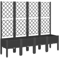 vidaXL Plantenbak met latwerk 160x40x142 cm polypropeen zwart