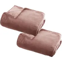 Atmosphera Plaid deken - 2x - oudroze - polyester - 125 x 150 cm - Bed/bankdeken - Fleece plaid - Lekker warm