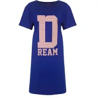 Temptation Dames Nachthemd - Big Shirt - Katoen - Blauw - Maat M