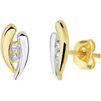 TFT Oorknoppen Zirkonia Bicolor Goud Glanzend 11 mm x 5.5 mm