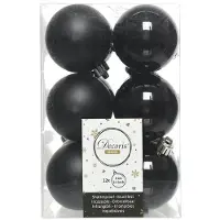Décoris Kerstballen set | | Ø 6 cm | 12 stuks (Zwart)