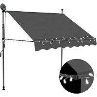 vidaXL Uitschuifbare zonnescherm, handbediend met LED-verlichting, 150 cm, antraciet