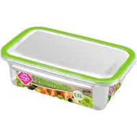 Hega hogar 2x Voorraad/vershoudbakjes 1,5 liter transparant/groen