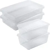 Hega hogar 4x Voedsel plastic bewaarbakjes hoog/diep en laag 0,5 liter transparant 15 x 10 x 6 cm - Vershoudbakjes