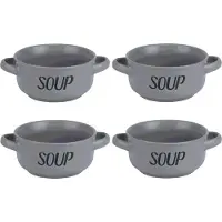Cosy & Trendy 4x Grijze soepkommetjes van aardewerk 13,5 cm 470 ml - Kommetjes