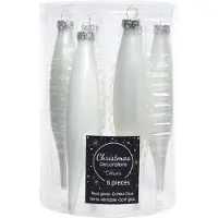 Inge-glas Decoris kerstbal pegels - 12x - wit - D15 cm - glas - kersthangers - ijspegels - kerstversiering