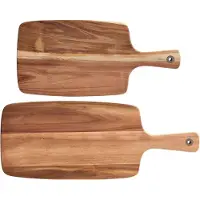 Zeller 2x Rechthoekige acacia houten snijplanken met handvat 42/52 cm - - Keukenbenodigdheden - Kookbenodigdheden - Snijplanken/serveerplanken - Houten serveerborden - Snijplanken van hout