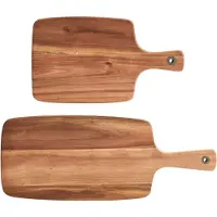 Zeller Rechthoekige acacia houten snijplanken - 2x stuks - met handvat - 32/52 cm - Snijplanken/serveerplanken