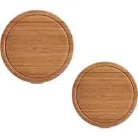 Zeller 2x Ronde bamboe houten snijplanken met sapgroef 25/30 cm - - Keukenbenodigdheden - Kookbenodigdheden - Snijplanken/serveerplanken - Houten broodplanken - Snijplanken van hout