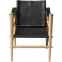 Cinas - Noble Fauteuil Zwart - Duurzaam Bamboe - Echt lederen zitting - Scandinavisch Design
