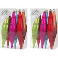 Inge-glas 12x Kunststof kersthangers pegels kerstballen gekleurd 15 cm - Onbreekbaar - Kerstboomversiering kerstornamenten