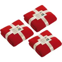 James & nicholson Fleece bankdeken/plaid - 3x - rood - 130 x 170 cm - 240 grams - pluisvrij - wasbaar