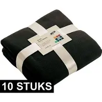 James & nicholson 10x Fleece dekens/plaids zwart 130 x 170 cm - Woondeken - Fleecedekens