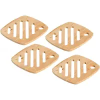 COSY&TRENDY Set van 2x stuks vierkante pannen onderzetters van hout 18 cm - Panonderzetters