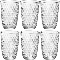 Bormioli Rocco Drinkglazen - 18x stuks - transparant - glas - relief - 390 ml - sap/water/drinkglas