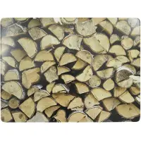 Mars & More Placemat - 3x stuks - openhaard hout print - 30x40 cm - kurk - rechthoekig