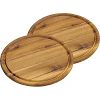 Kesper broodplank/serveerplank/snijplank - 3x stuks - rond - met sapgroef - Dia 25 cm - Acacia hout