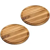 Kesper broodplank/serveerplank/snijplank - 4x stuks - rond - met sapgroef - Dia 30 cm - Acacia hout