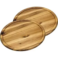 Kesper houten serveerbord/pizzabord rond - 4x -D32 x H2cm - acacia hout - serveerplank