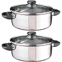 Hi Kookpan - 2x - met glazen deksel - 4 liter - D24 cm - RVS - handvaten - pannen - aardappelpan - Koken - Keukengerei