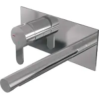 Brauer Chrome Edition inbouw wastafelmengkraan met rechte uitloop en afdekplaat model D2 chroom