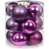 Inge-glas 36x Paarse glazen kerstballen 8 cm glans en mat - Kerstboomversiering paars