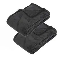 Atmosphera Fleece deken of plaid harig - 2x - antraciet - 125 x 150 cm - polyester - Bankdeken - Fleece plaid