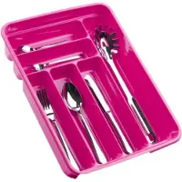 PlasticForte Bestekbak - 2x stuks - 6 vaks - roze - 40 x 30 x 7 cm - bestekhouder - lade verdelers