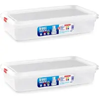 PlasticForte vershoudbakje - 4x - met deksel - 32 x 18 x 7 cm - 2.3L - meal prep bakjes