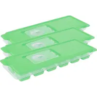 Excellent houseware ijsklontjes tray - Set van 5x stuks - ijsblokjes vormpjes - 12 vakjes - kunststof - groen - met afsluitdeksel