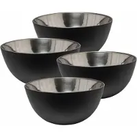 Svenska Living - 8x - Kommetjes/schaaltjes - mat zwart - RVS - D19 x 9.5 cm - serveerschalen