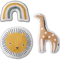 Vertbaudet Set van 3 dierenkussens TANZANIA honing
