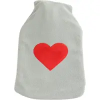 MARBEAUX Kruik - Warmwaterkruik met Zachte Hoes - Hart - Grijs - 1,8 Liter - Kruik