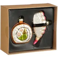 House of Seasons Kersthangers sushi - 2x - glas - kerstornamenten - Kersthangers