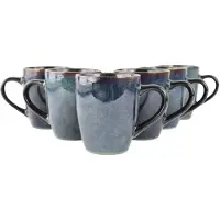 OTIX Koffiekopjes - met Oor - Set van 6 - Koffietassen - Theemok - 350ml - Aardewerk - EBONY