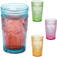 Relaxdays drinkglazen - set van 4 - 360 ml - vintage - vaatwasserbestendig - gekleurd